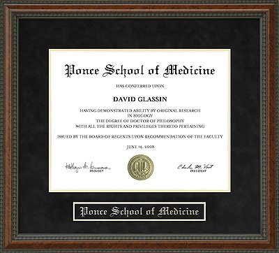 Ponce School of Medicine (PSM) Diploma Frame