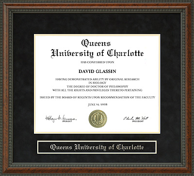 Queens University of Charlotte Diploma Frame