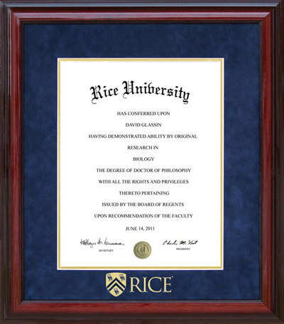 rice diploma university frame classic wordyisms tx diplomas