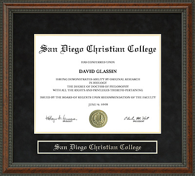 San Diego Christian College (SDCC) Diploma Frame