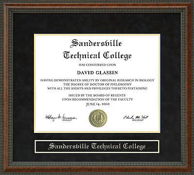 Sandersville Technical College Diploma Frame