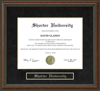 Shorter College Diploma Frame