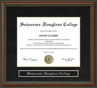Sojourner-Douglass College (S-DC) Diploma Frame