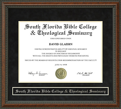 South Florida Bible College & Theological Seminary Diploma Frame