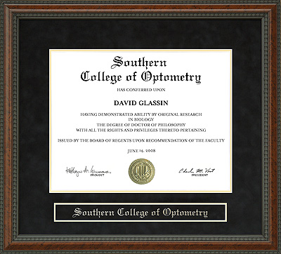 Southern College of Optometry (SCO) Diploma Frame