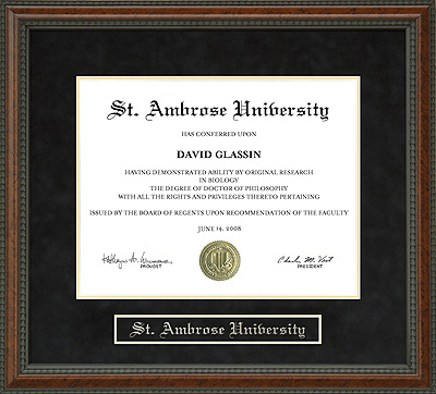 St. Ambrose University (SAU) Diploma Frame