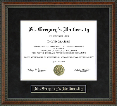 St. Gregory's University (SGU) Diploma Frame