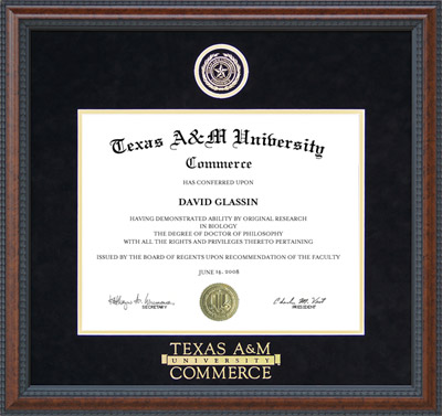 TAMU-C Diploma Frame with Embossed Logo in Black Suede