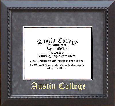 Austin College Diploma Frame in Embossed Gray Suede