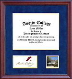 Austin College Diploma Frame in Blue Suede