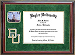 Baylor Diploma Frame with Bevel Cut BU logo & Pat Neff Hall