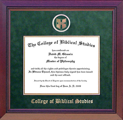 College of Biblical Studies Designer Diploma Frame
