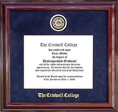 Criswell College Designer Diploma Frame in Marine Blue Suede