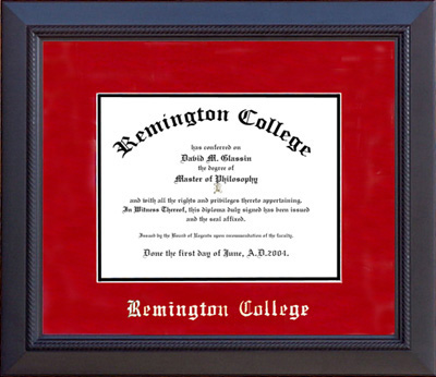 Remington College Classic Diploma Frame in Red Suede