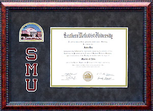 SMU Diploma Frame with Black Suede Mat, Logo and Picture