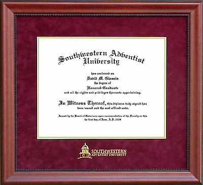 Southwestern Adventist Diploma Frame in Red Ascot