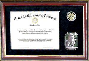 Texas A&M University - Commerce Black Suede Diploma Frame with Cherry Molding
