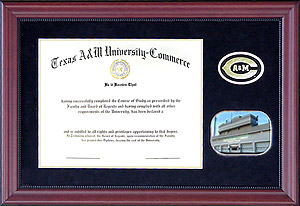 Texas A&M Commerce Diploma Frame in Black Suede