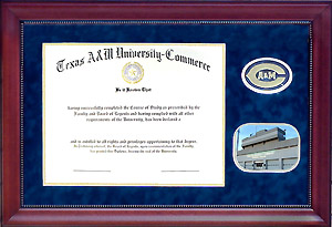Texas A&M Commerce Diploma Frame in Blue Suede
