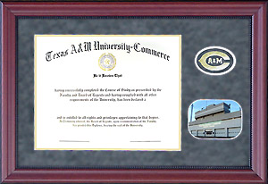 Texas A&M Commerce Diploma Frame in Grey Suede