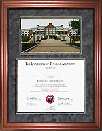 UTA Diploma Frame with Campus Lithograph in Walnut