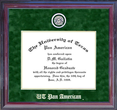 UTPA Designer Diploma Frame in Green Suede