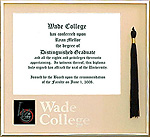Wade College Tassel Diploma Frame