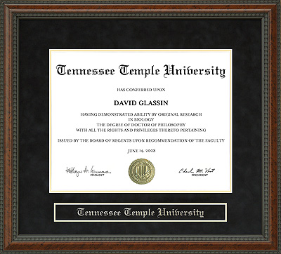 Tennessee Temple University Diploma Frame