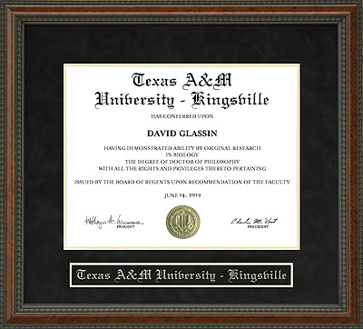 Texas A&M University, Kingsville (TAMUK) Diploma Frame