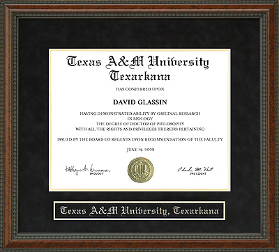 Texas A&M University, Texarkana (TAMU-T) Diploma Frame