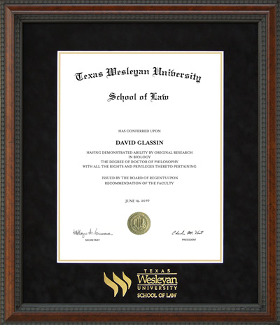 Texas Wesleyan School of Law Classic Diploma Frame