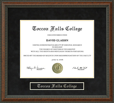 Toccoa Falls College (TFC) Diploma Frame