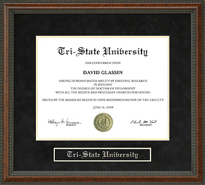 Tri-State University (TSU) Diploma Frame