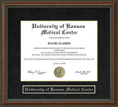 University of Kansas Medical Center (KUMC) Diploma Frame