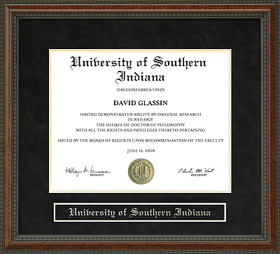 University of Southern Indiana (USI) Diploma Frame