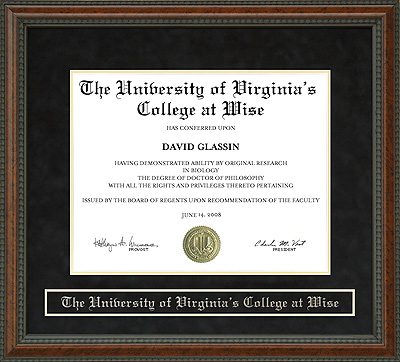 The University of Virginia's College at Wise (UVa-Wise) Diploma Frame