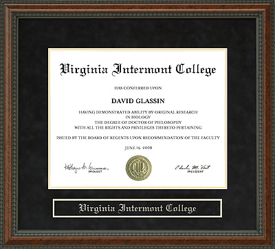 Virginia Intermont College (VIC) Diploma Frame