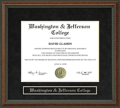 Washington & Jefferson College (W&J) Diploma Frame