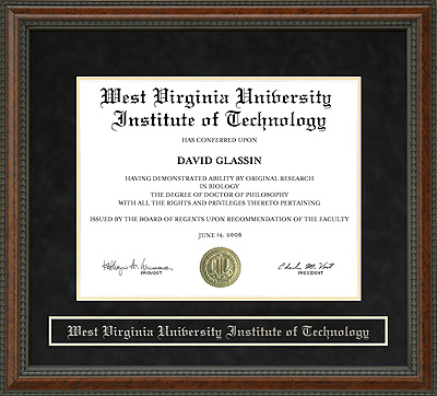 West Virginia University Institute of Technology (WVU Tech) Diploma Frame