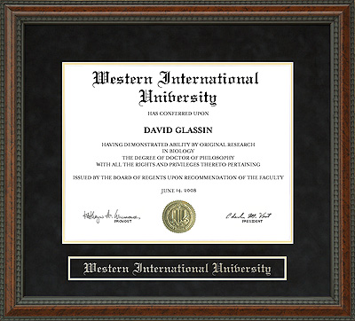Western International University (WIU) Diploma Frame