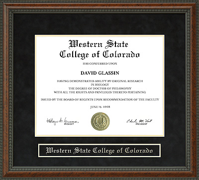 Western State College of Colorado (WSC) Diploma Frame