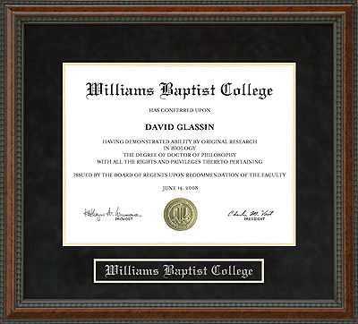 Williams Baptist College Diploma Frame