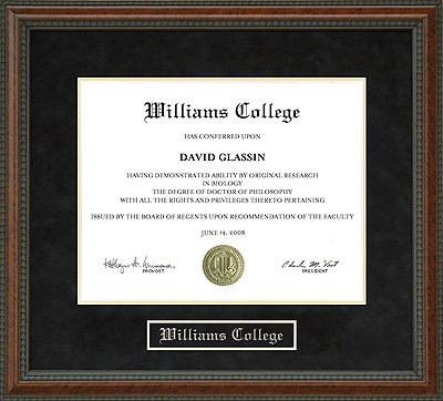 Williams College Diploma Frame