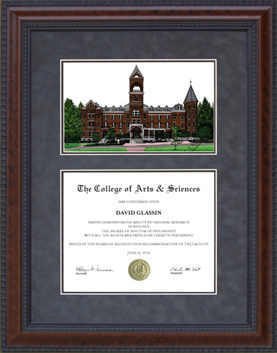 Agnes Scott College (ASC) Document Frame with Campus Lithograph