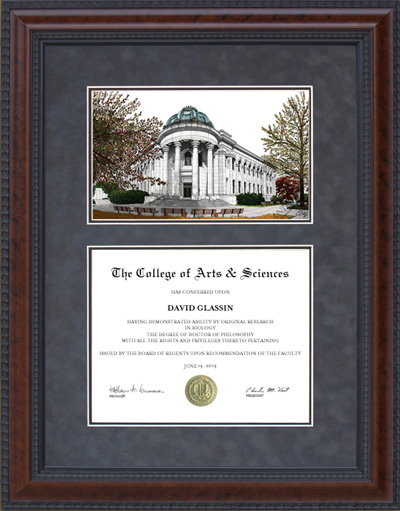 American University (AU) Diploma Frame with Campus Lithograph
