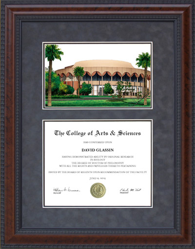 Arizona State University (ASU) Diploma Frame with Campus Lithograph