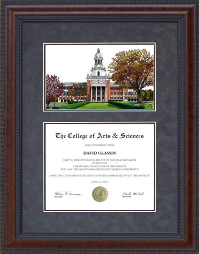 Diploma Frame with Licensed Baylor University Campus Lithograph