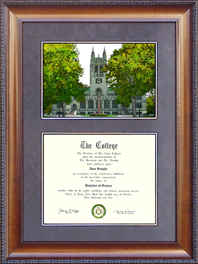 Boston College (BC) Diploma Frame with Campus Lithograph