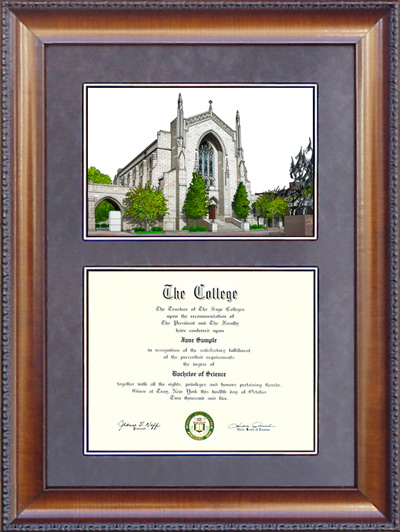 Boston University (BU) Diploma Frame with Campus Lithograph