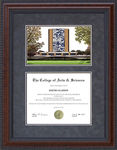 Bowling Green (BGSU) Diploma Frame with Campus Lithograph